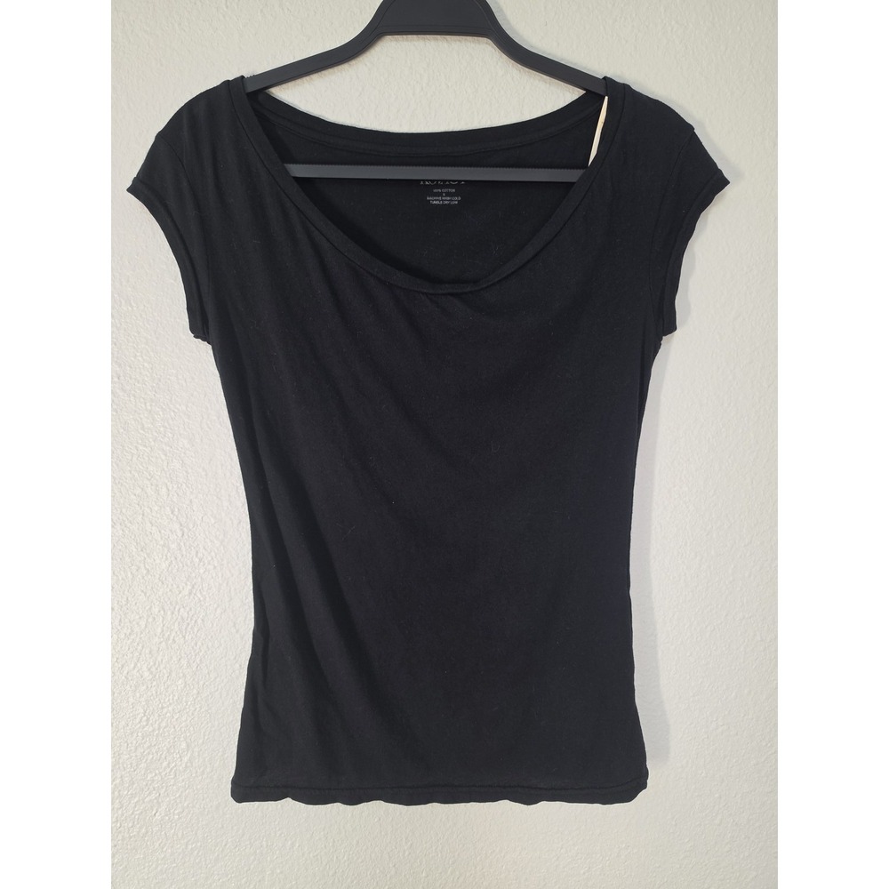NWT Ron Herman T-Shirt Women S Black Cotton Sleeveless Collared Casual Top Tee